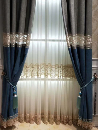 QYFL2020C On Sales Illawarra Grey Blue Velvet Custom Made Curtains