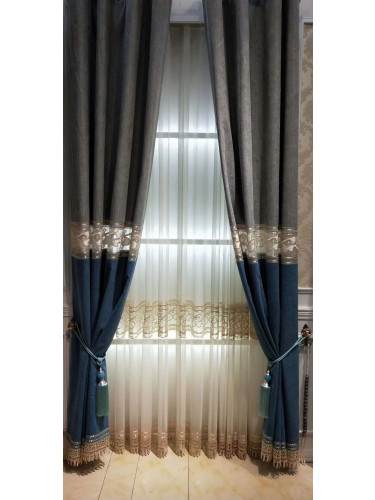 QYFL2020C On Sales Illawarra Grey Blue Velvet Custom Made Curtains