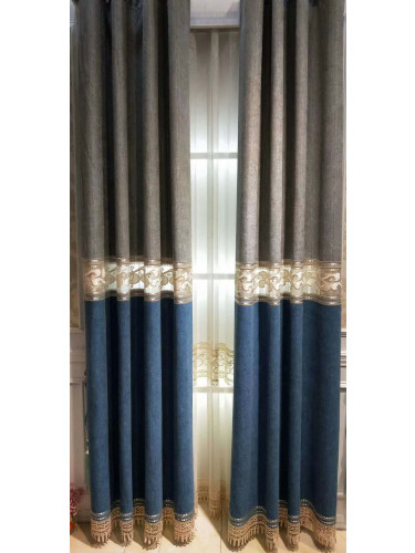 QYFL2020C On Sales Illawarra Grey Blue Velvet Custom Made Curtains
