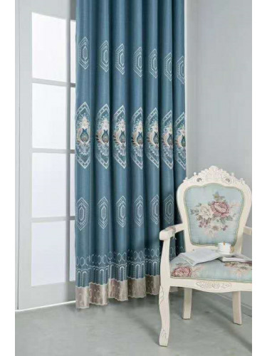 QYFL2020H On Sales Illawarra Faux Silk Custom Made Curtains(Color: Blue)