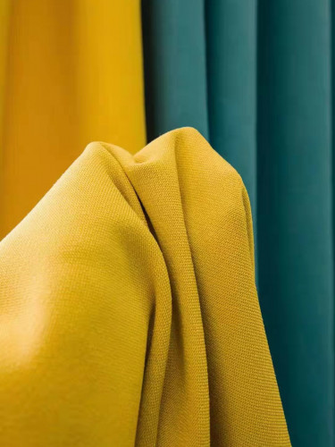 QYFL221C Barwon Plain Dyed Beautiful Blue Yellow Custom Made Faux Linen Curtains For Living Room Bed Room