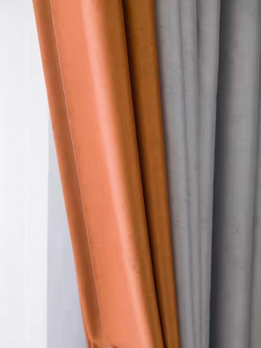 QYFL221F Barwon Plain Dyed Beautiful Grey Orange Cotton Custom Made Curtains For Living Room Bed Room