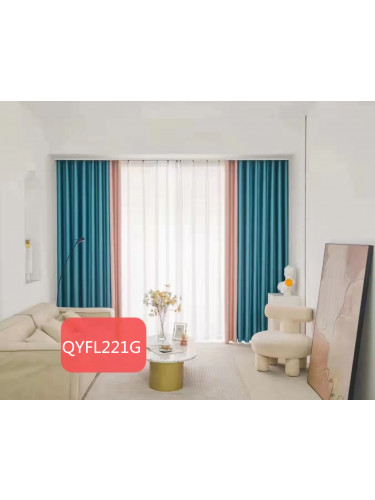 QYFL221G Barwon Plain Dyed Beautiful Blue Pink Cotton Custom Made Curtains For Living Room Bed Room(Color: Blue pink)