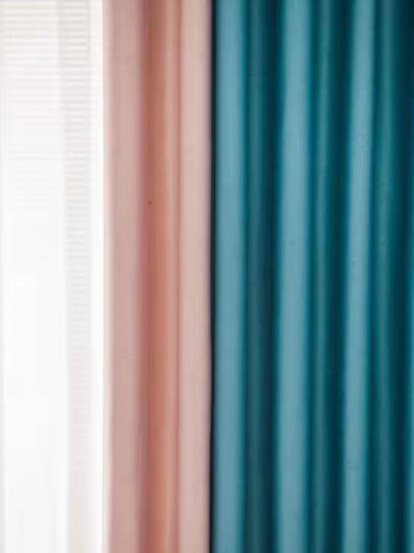 QYFL221G Barwon Plain Dyed Beautiful Blue Pink Cotton Custom Made Curtains For Living Room Bed Room