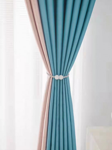 QYFL221G Barwon Plain Dyed Beautiful Blue Pink Cotton Custom Made Curtains For Living Room Bed Room