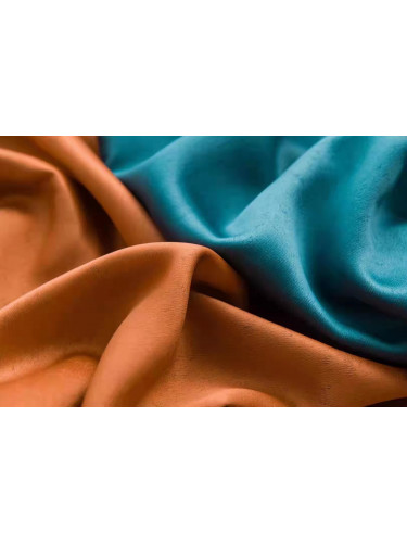 QYFL221H Barwon Plain Dyed Beautiful Blue Orange Cotton Custom Made Curtains For Living Room Bed Room