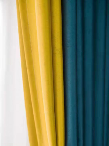 QYFL221J Barwon Plain Dyed Beautiful Blue Yellow Cotton Custom Made Curtains For Living Room Bed Room