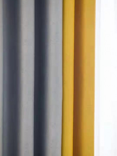 QYFL221K Barwon Plain Dyed Beautiful Grey Yellow Cotton Custom Made Curtains For Living Room Bed Room(Color: Grey yellow)