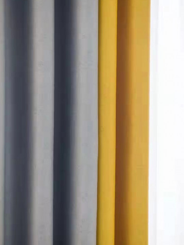 QYFL221K Barwon Plain Dyed Beautiful Grey Yellow Cotton Custom Made Curtains For Living Room Bed Room(Color: Grey yellow)