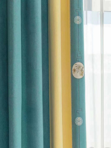 QYFL2302AA 2023 New Arrival Petrel Blue Grey Green Chenille Ready Made Curtains For Living Room