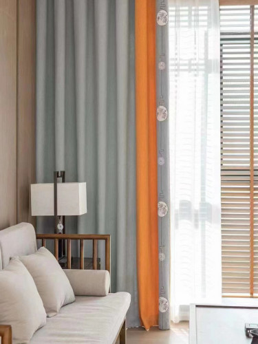 QYFL2302AA 2023 New Arrival Petrel Blue Grey Green Chenille Ready Made Curtains For Living Room