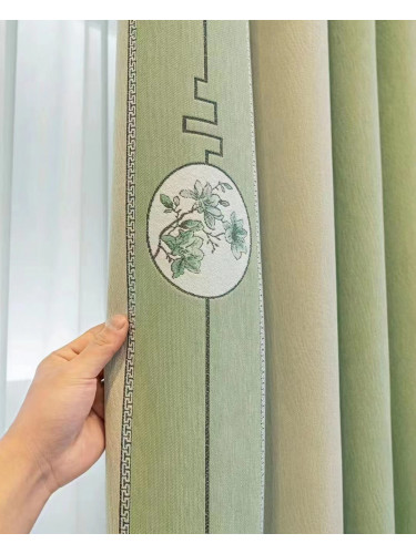 QYFL2302AA 2023 New Arrival Petrel Blue Grey Green Chenille Ready Made Curtains For Living Room