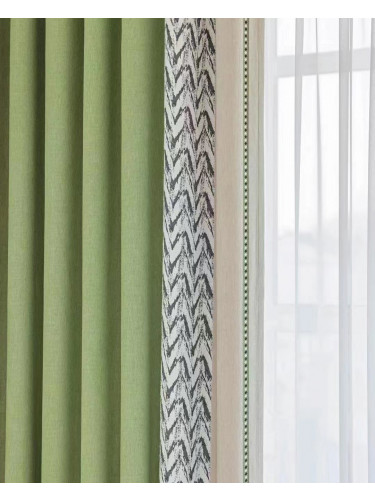 QYFL2302DA 2023 New Arrival Petrel Blue Grey Green Wave Pattern Chenille Ready Made Curtains For Living Room