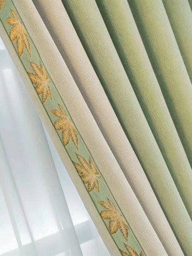 QYFL2302HA 2023 New Arrival Petrel Blue Grey Green Wave Pattern Chenille Ready Made Curtains For Living Room
