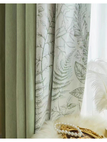 QYFL2302KA 2023 New Arrival Petrel Blue Pink Green Wave Pattern Chenille Ready Made Curtains For Living Room