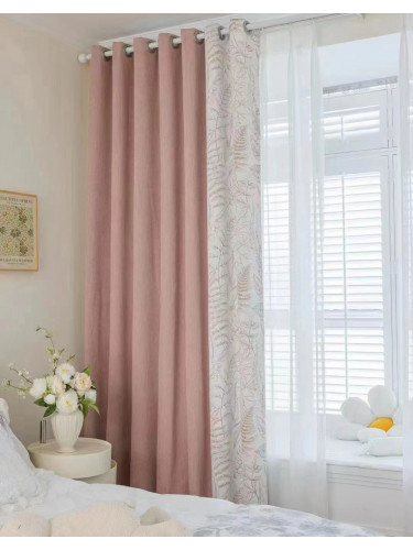 QYFL2302KA 2023 New Arrival Petrel Blue Pink Green Wave Pattern Chenille Ready Made Curtains For Living Room