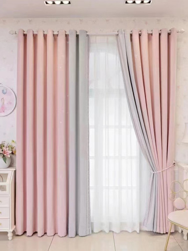 QYFL2302MA 2023 New Arrival Petrel Blue Pink Green Wave Pattern Chenille Ready Made Curtains For Living Room(Color: Pink)