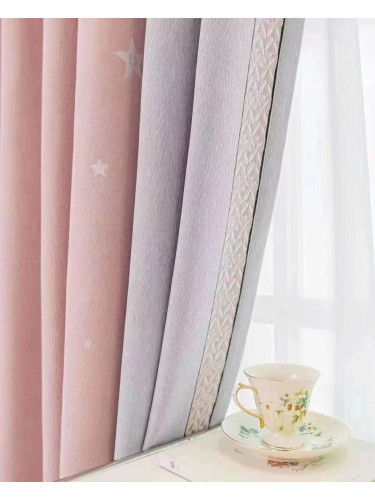 QYFL2302MA 2023 New Arrival Petrel Blue Pink Green Wave Pattern Chenille Ready Made Curtains For Living Room