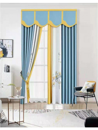 QYFL9003D Illawarra Flower Faux Linen Eyelet Ready Made Extra Wide Curtains For Living Room