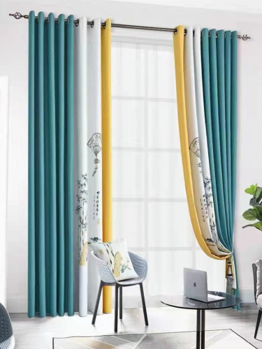 QYFL9016D Illawarra Flower Faux Linen Eyelet Ready Made Extra Wide Curtains For Living Room