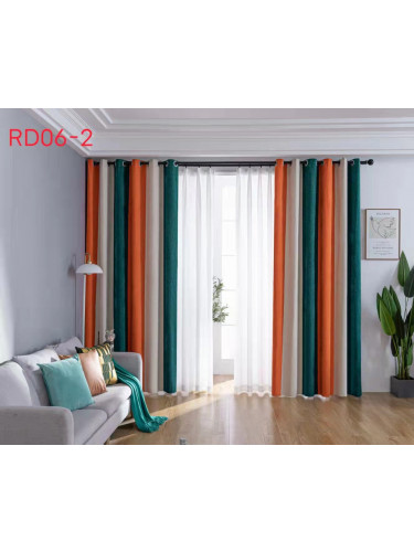 QYFLRDB On Sales Petrel Orange Blue Stripe Chenille Custom Made Curtains