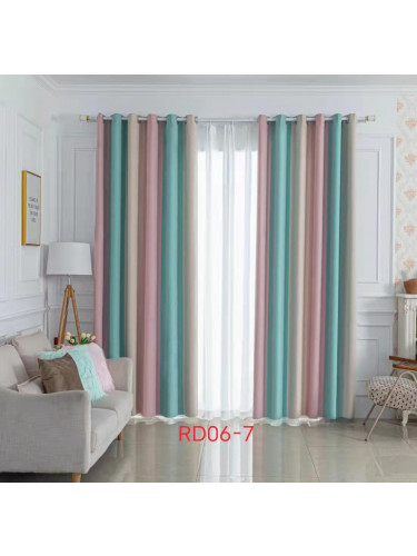 QYFLRDF On Sales Petrel Pink Blue Stripe Chenille Custom Made Curtains