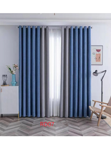 QYFLRDG On Sales Petrel Blue Grey Chenille Custom Made Curtains