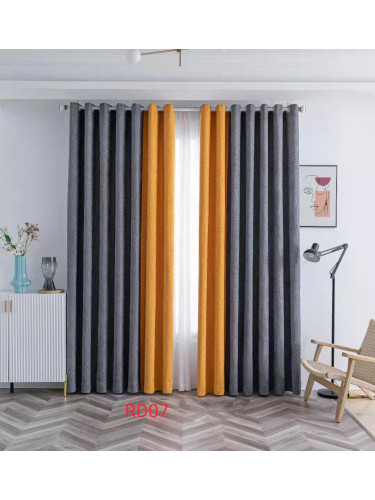 QYFLRDK On Sales Petrel Grey Orange Chenille Custom Made Curtains