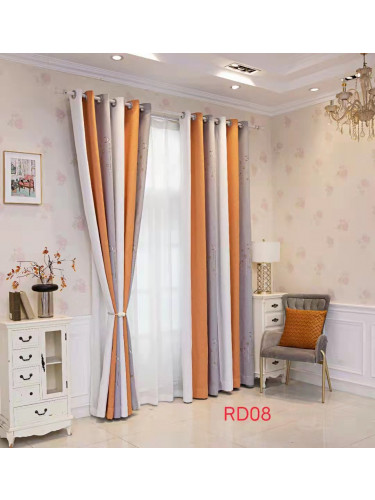 QYFLRDL On Sales Petrel Orange Grey Stripe Custom Made Curtains