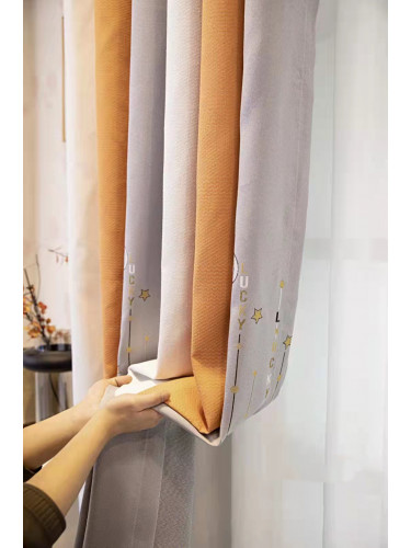 QYFLRDL On Sales Petrel Orange Grey Stripe Custom Made Curtains