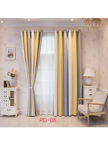 QYFLRDN On Sales Petrel Yellow Grey Stripe Custom Made Curtains