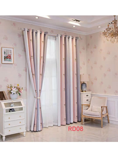 QYFLRDO On Sales Petrel Pink Grey Stripe Custom Made Curtains