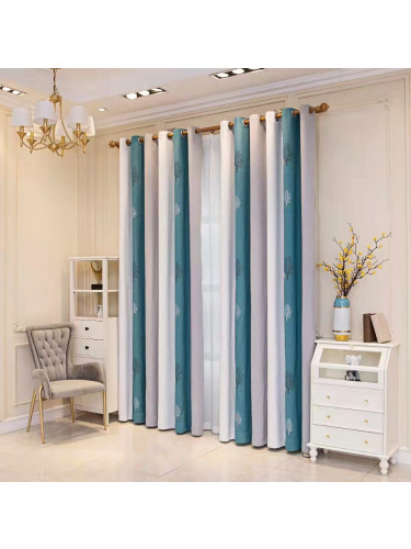 QYFLRDR On Sales Petrel Green Grey Stripe Trees Custom Made Curtains