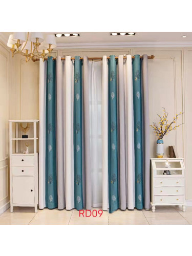 QYFLRDR On Sales Petrel Green Grey Stripe Trees Custom Made Curtains