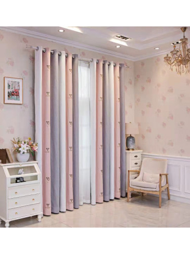QYFLRDT On Sales Petrel Pink Grey Stripe Custom Made Curtains