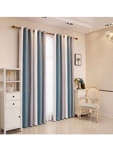 QYFLRDU On Sales Petrel Blue Grey Stripe Custom Made Curtains