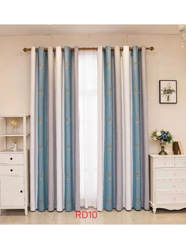 QYFLRDU On Sales Petrel Blue Grey Stripe Custom Made Curtains