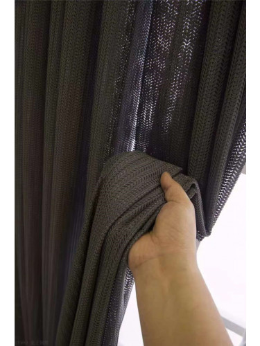 QYFLS2020B Kosciuszko Stripe Faux Linen Custom Made Sheer Curtains(Color: Brown)