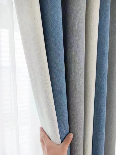  QYH2407A Made To Measure Chenille Curtains Stripe Mediterranean