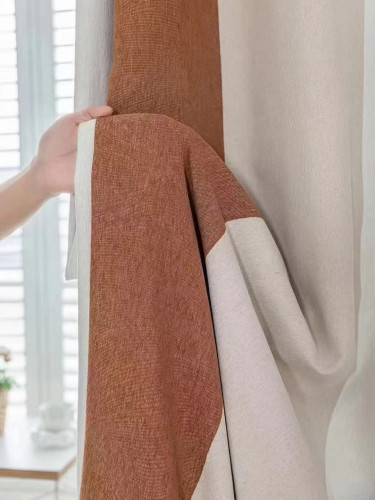  QYH2407A Made To Measure Chenille Curtains Stripe Mediterranean(Color: Orange)