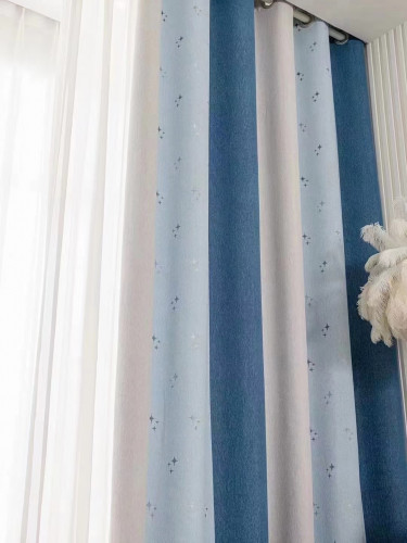 QYH2407C Made To Measure Eyelet Curtains Thick Chenille Stars(Color: Blue)