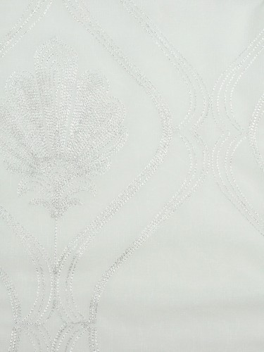 Venus Embroidery Damask with Metallic Threads Fabric Sample (Color: White)
