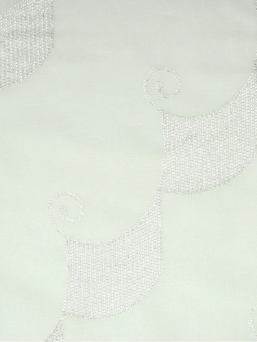 Venus Embroidery Geometric Fabric Sample with Metallic Threads (Color: White)