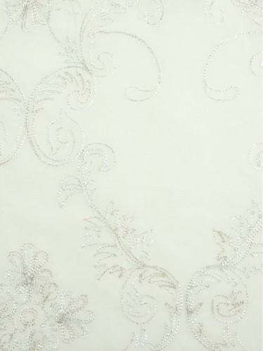 Venus Embroidery Floral Damask Fabric Sample (Color: White)