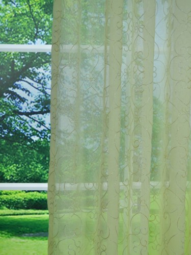 QYI130SFK Venus Embroidery Small-scale Damask Triple Pinch Pleat Sheer Curtains Fabric Details