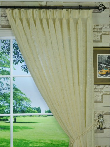 QYI130SFK Venus Embroidery Small-scale Damask Triple Pinch Pleat Sheer Curtains