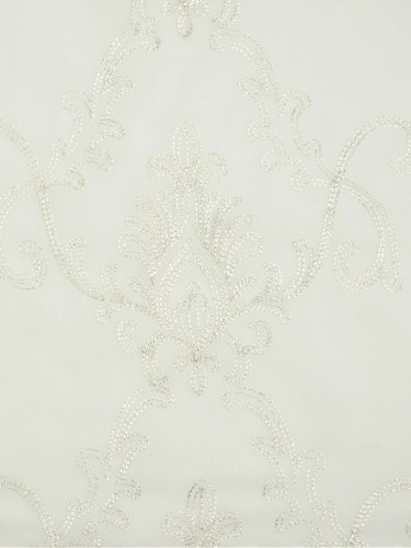 Venus Mid-scale Damask with Metallic Threads Fabric Sample (Color: White)