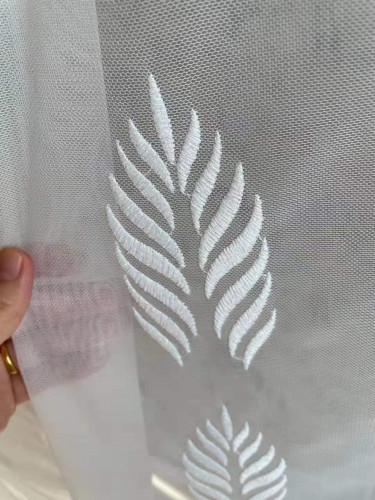 QYI221R Venus Embroidery Beautiful White Leaves Custom Made Sheer