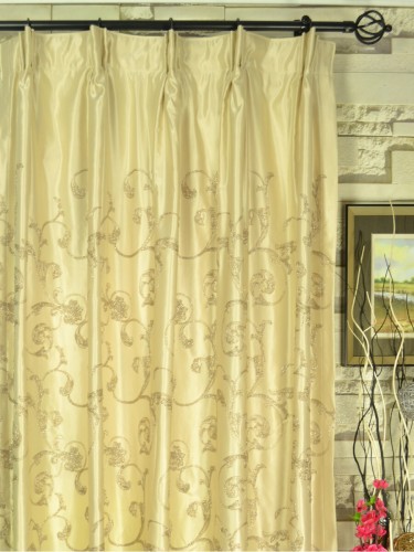 Darling Floral Embroidery Blackout Versatile Pleat Curtains QYJ212AA Heading Style