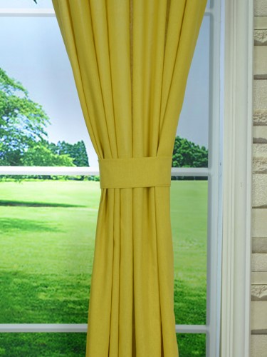 QYK246SCE Eos Linen Beige Yellow Solid Rod Pocket Sheer Curtains (Color: Cyber Yellow)